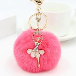 Watermelon Ballet Girl Keyring w/ Pom-Pom